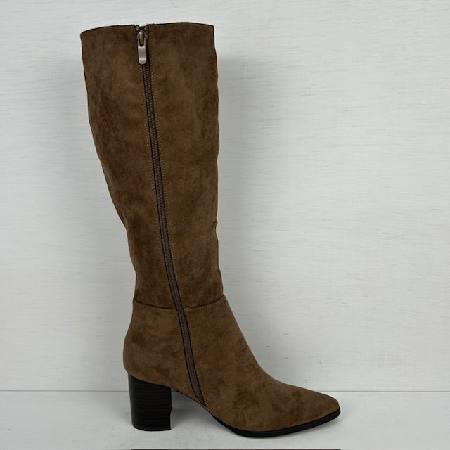 Hoge suèdine cowboylaarzen met hoge hak bruin