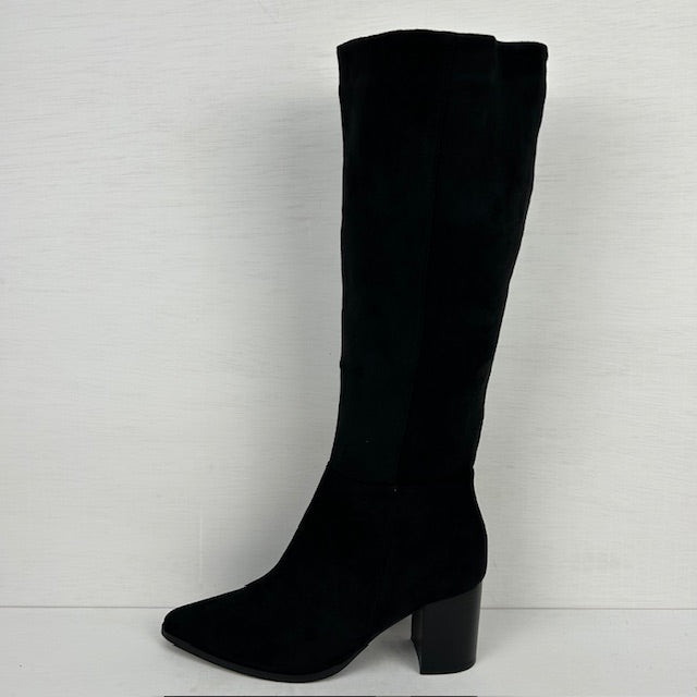 Hoge suèdine cowboylaarzen met hoge hak zwart