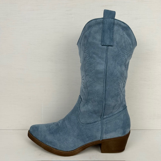 Gave suèdine cowboylaars lichtblauw