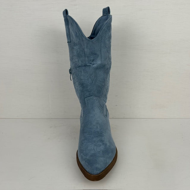 Gave suèdine cowboylaars lichtblauw
