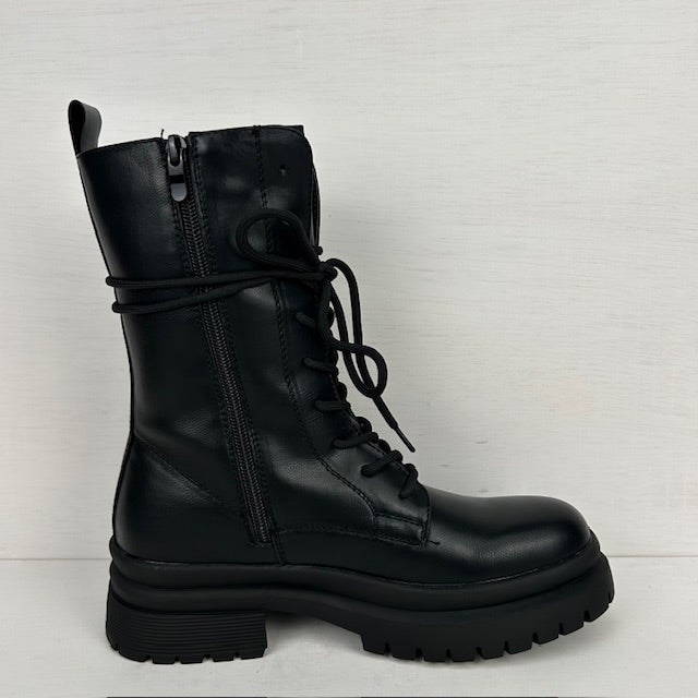 Basic leatherlook veterboots zwart