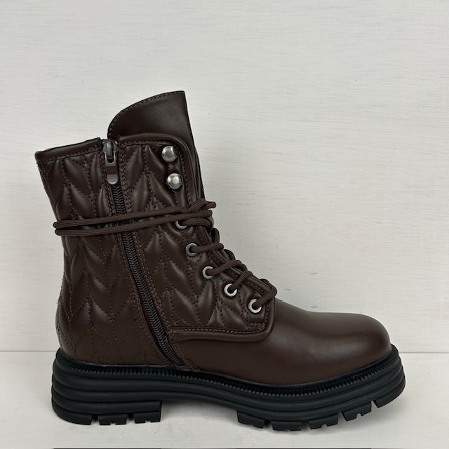 Gave veterboots met padded design bruin