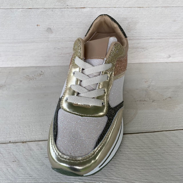 Shiny sneakers gold