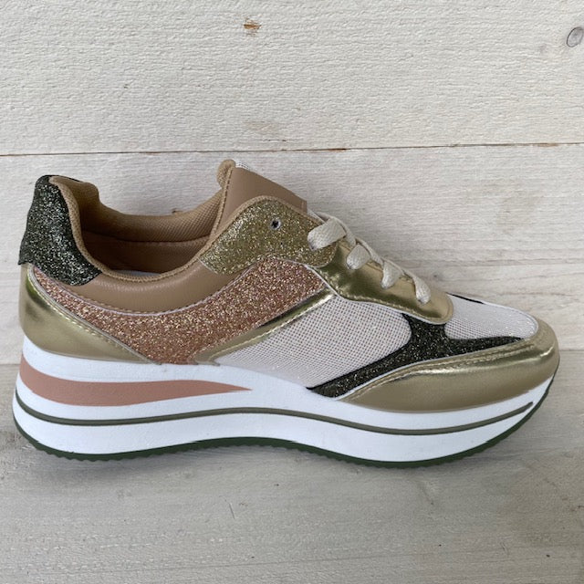 Shiny sneakers gold