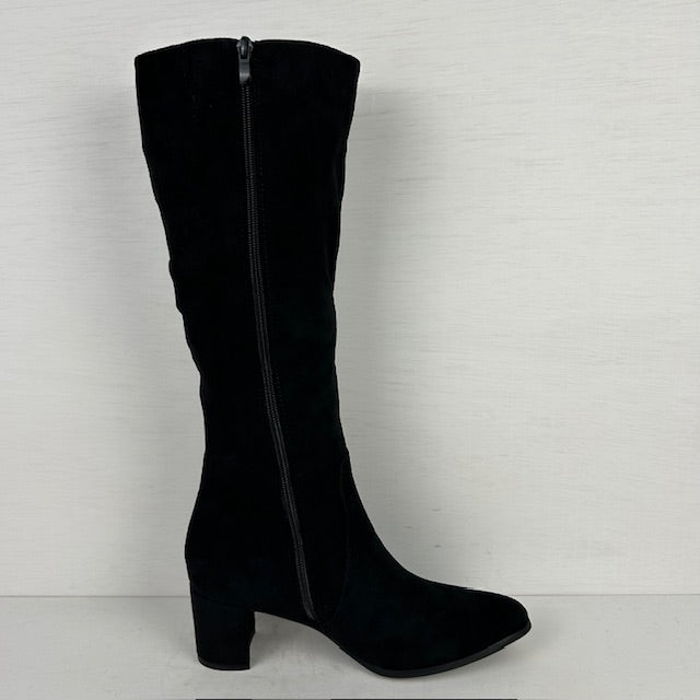 Suèdine cowboylaarzen met elegante hak zwart