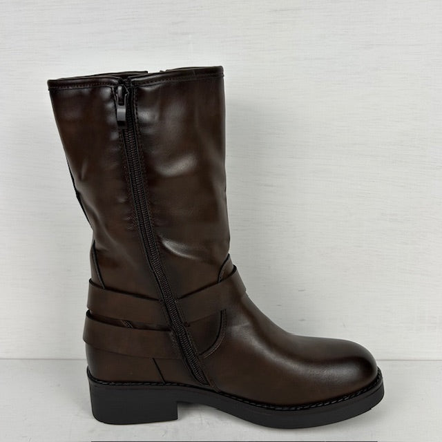 Leatherlook laarzen met gespjes bruin