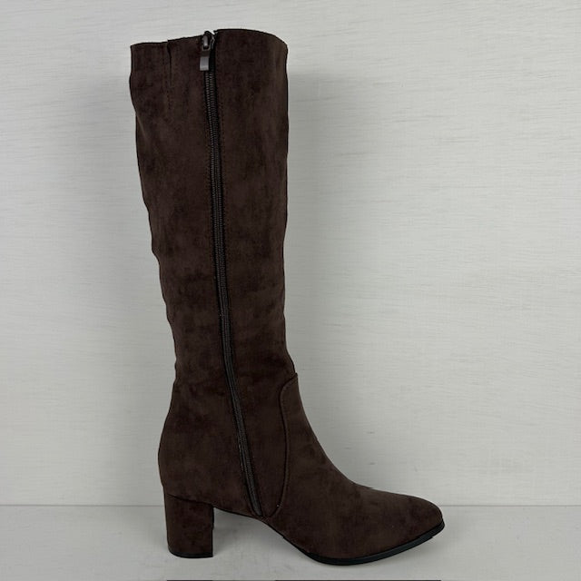 Suèdine cowboylaarzen met elegante hak bruin