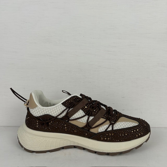 Sneakers met shiny details bruin