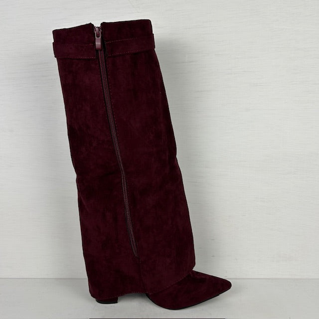 Hoge cowboylaarzen met flap en bandje rood