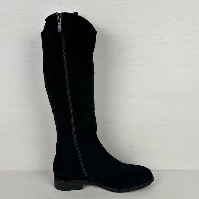 Suèdine laarzen met lage hak zwart