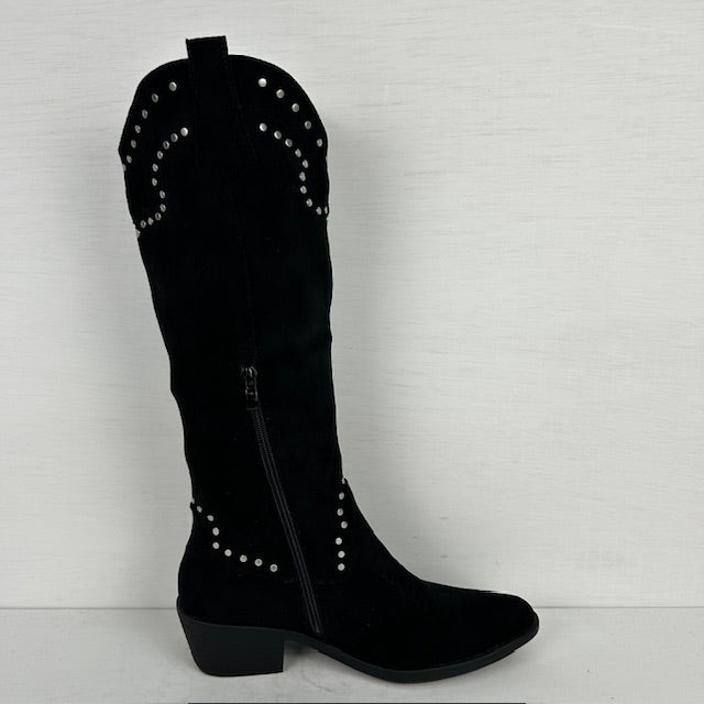 Suèdine cowboylaarzen met studs zwart