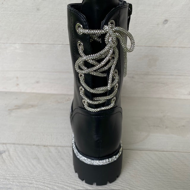 Boots met sparkling veters zwart