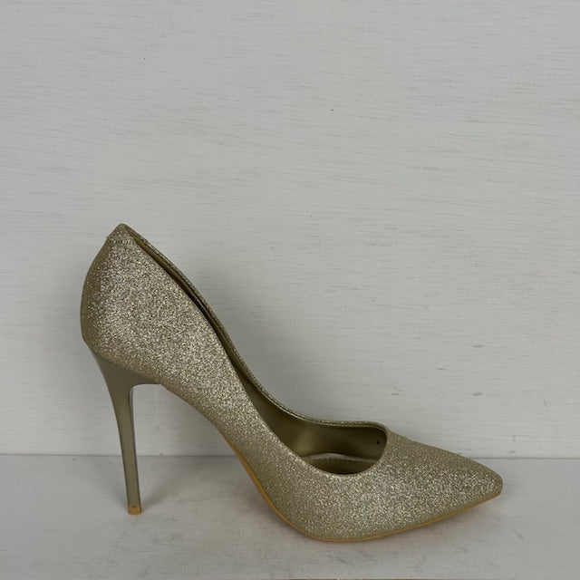 Pumps met glitters goud