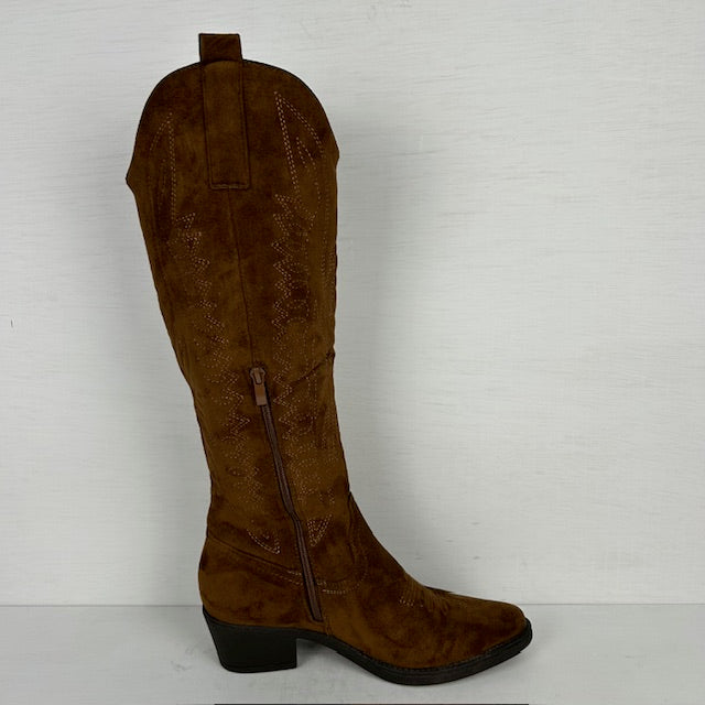 Gave hoge suèdine cowboylaars lichtbruin