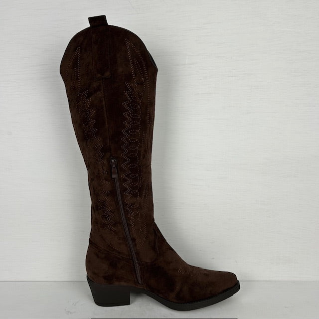 Gave hoge suèdine cowboylaars bruin