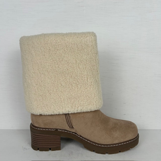 Suèdine laarzen met teddy beige