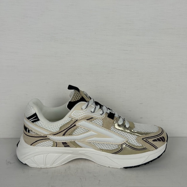 Posh by Poelman trendy sneakers white with beige combination