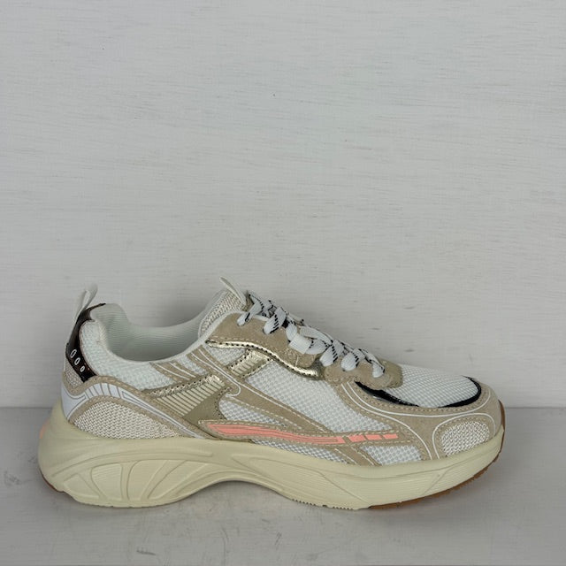 Posh by Poelman trendy sneakers white with gold combination