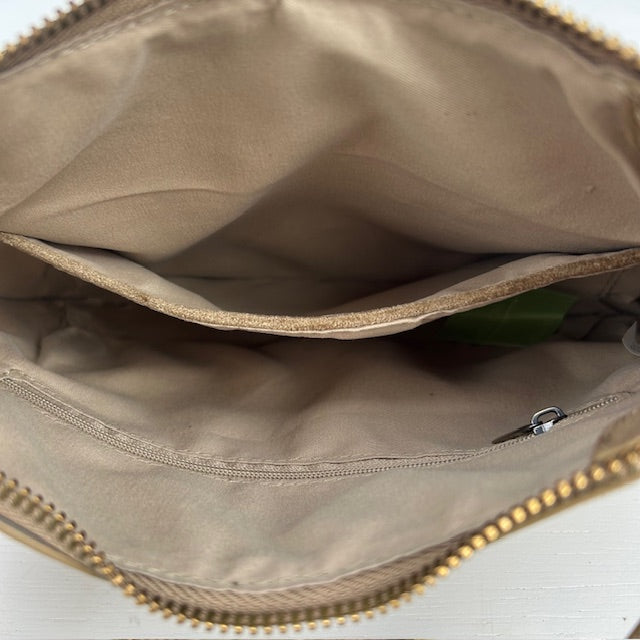 Suèdine schoudertasje met studs khaki