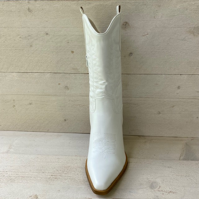 Gave leatherlook cowboylaars wit