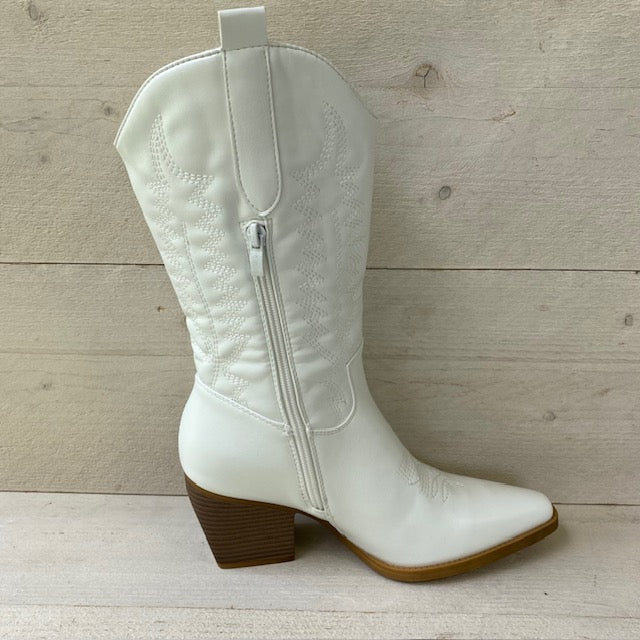 Gave leatherlook cowboylaars wit