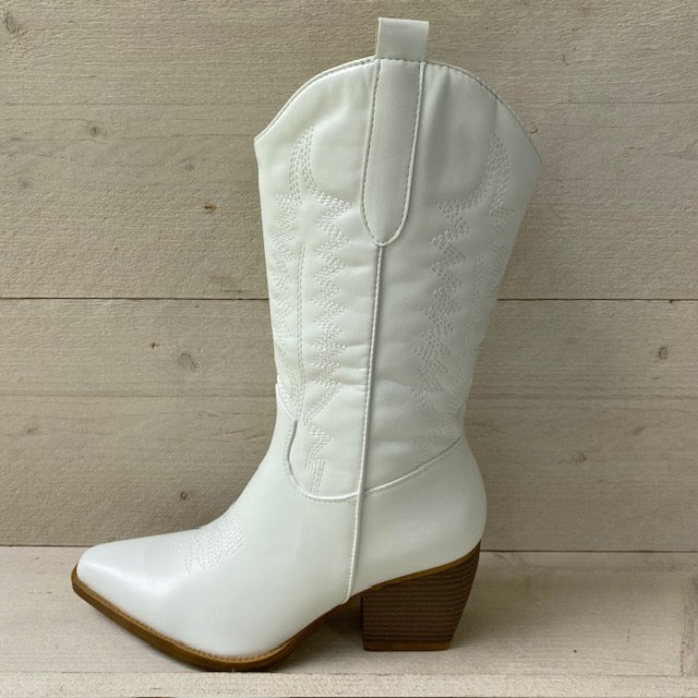 Gave leatherlook cowboylaars wit