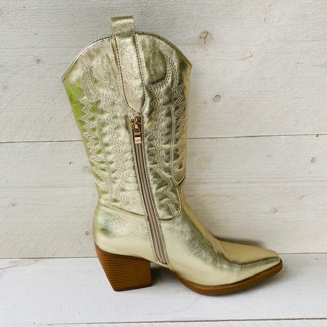 Gave metallic cowboylaarzen goud