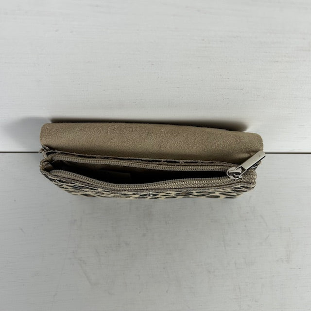 Real leather portemonnee panter beige
