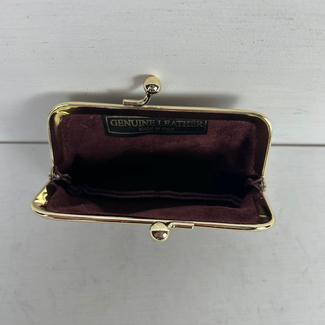 Real leather portemonneetje met knip bordeaux rood