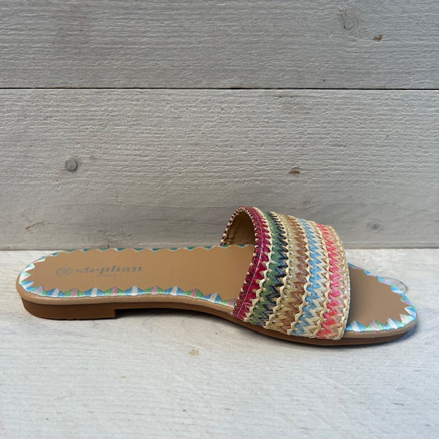 Kleurrijke slipper beige