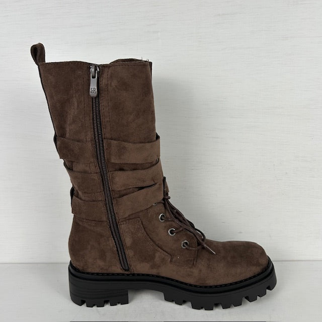 Stoere suèdine laarzen met gespjes bruin