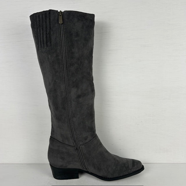 Gave suèdine cowboylaarzen met lage hak grijs