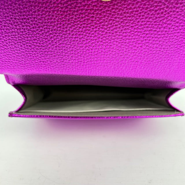 Schoudertasje met portemonnee metallic paars