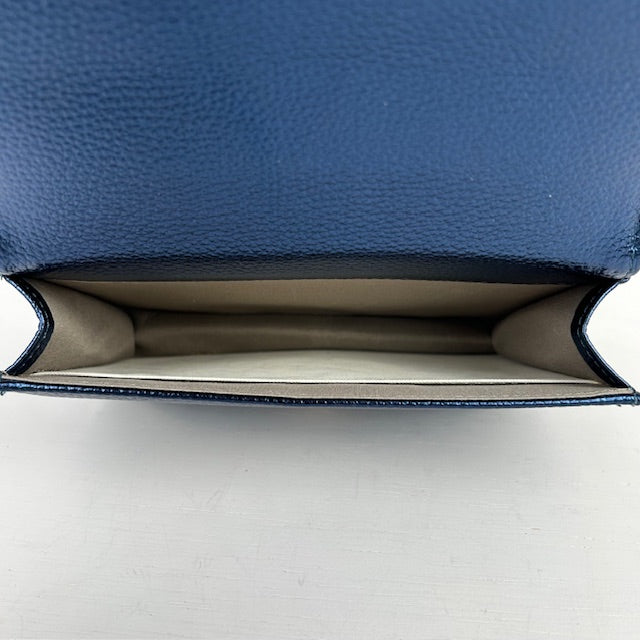 Schoudertasje met portemonnee metallic navy