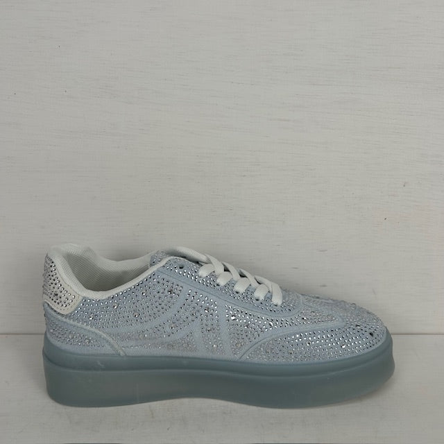 Retro sneakers met shiny afwerking blauw
