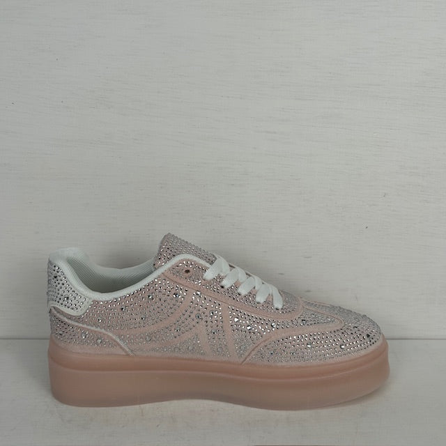 Retro sneakers met shiny afwerking roze