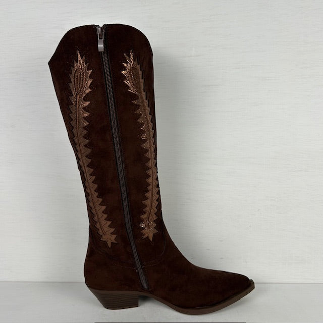 Gave suèdine cowboylaarzen met leuk design bruin