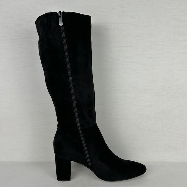 Elegante suèdine cowboylaarzen met hoge hak zwart