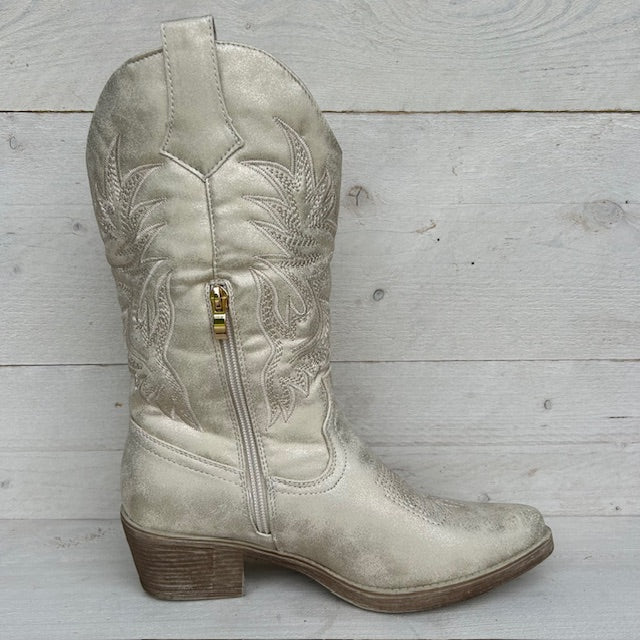 Cowboylaars met stiksel licht goud