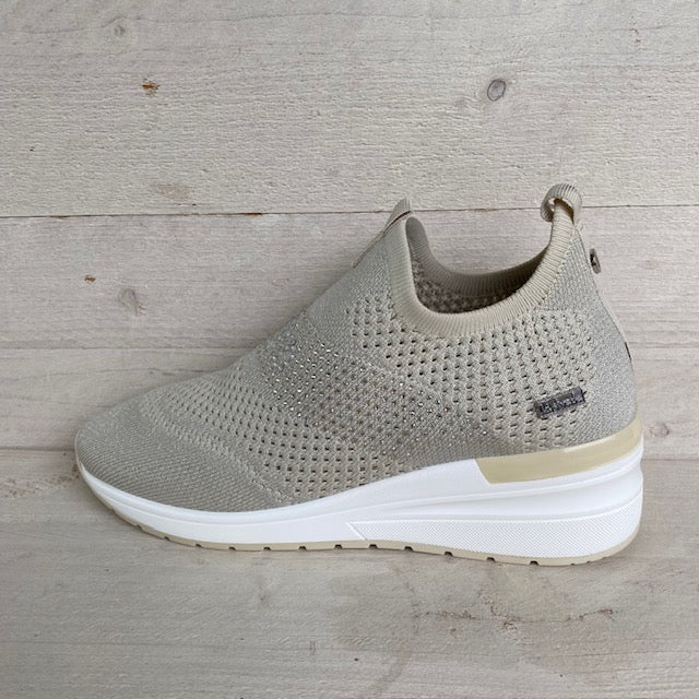 Lastrada sneaker met steentjes 2010893 beige/silver