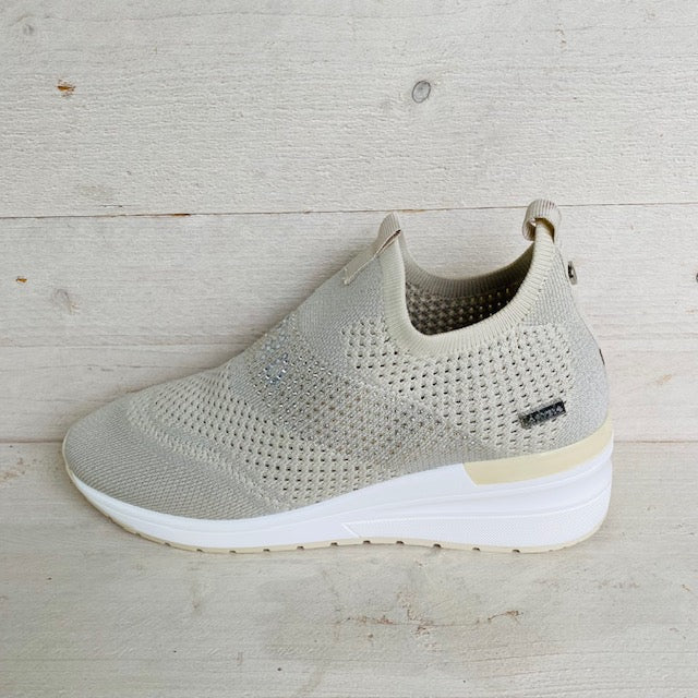 Lastrada sneaker met steentjes 2010893 beige/silver