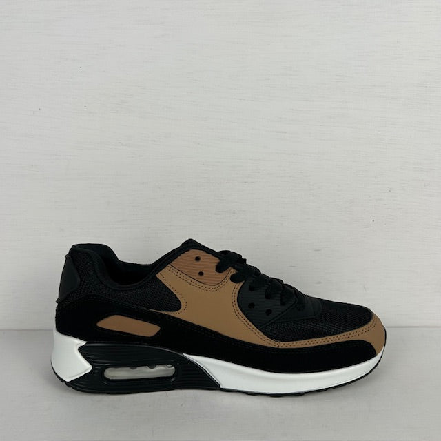 Air sneaker zwart camel (Verkrijgbaar van maat 36 t/m maat 45)