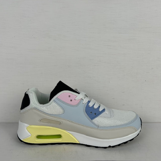 Air sneakers wit geel blauw