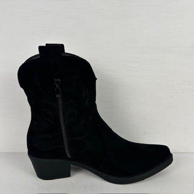 Suèdine cowboylaarsje zwart
