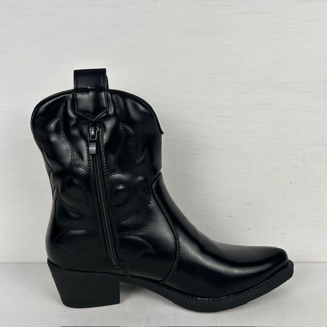 Leatherlook cowboylaarsje zwart