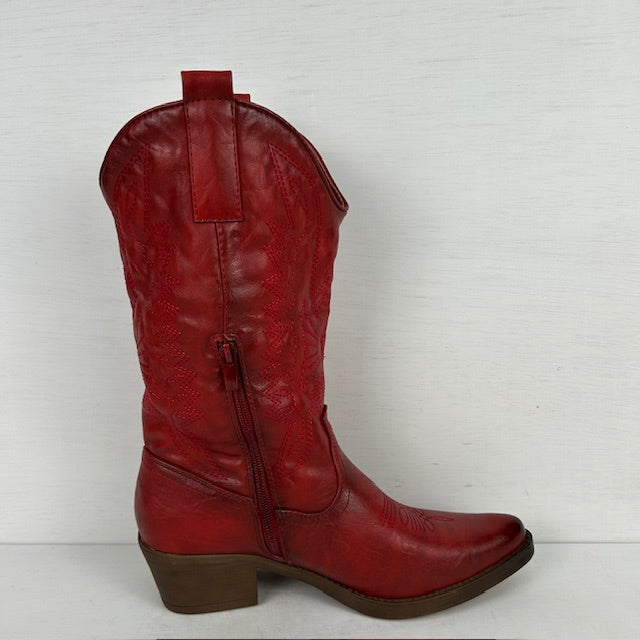 Gave leatherlook cowboylaars rood