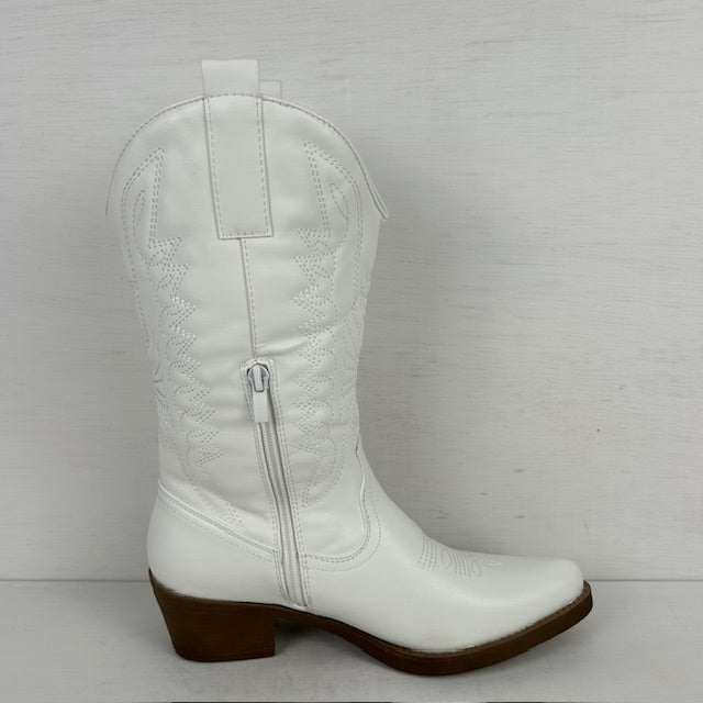 Gave leatherlook cowboylaars wit