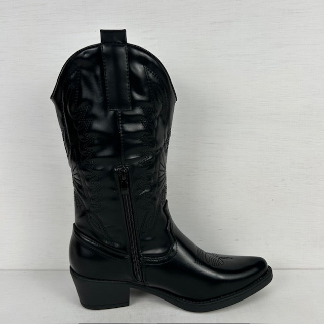 Gave leatherlook cowboylaars zwart