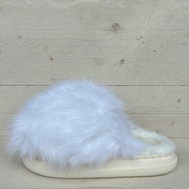 Furry pantoffels wit