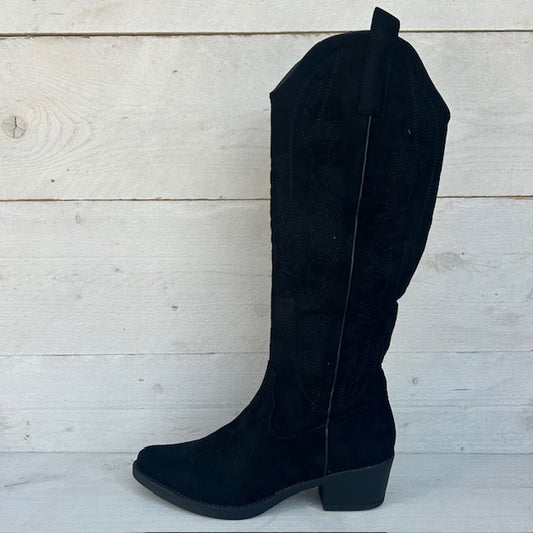 Gave hoge suèdine cowboylaars zwart